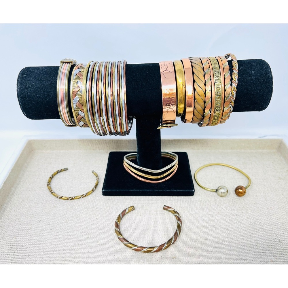 Sergio Lub, Sabona Mixed Metal Copper Brass Silver Tone Braided Etched Boho 13pc